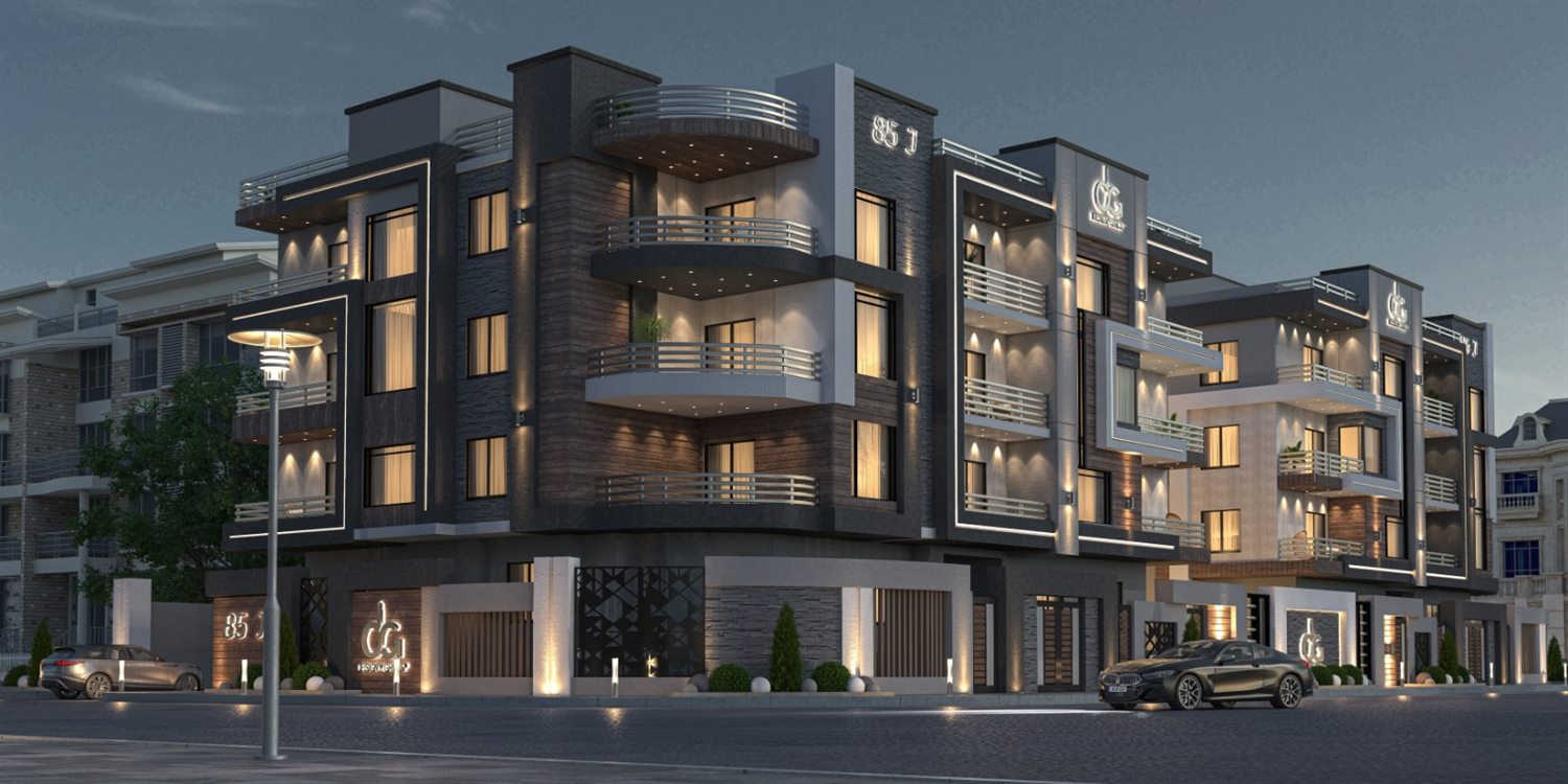 Bait Elwatan J-84 and J-85 courtyard pool render