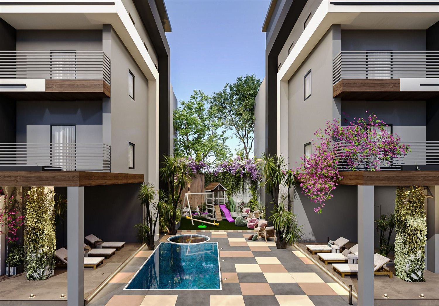 Bait Elwatan J-84 and J-85 courtyard terrace render