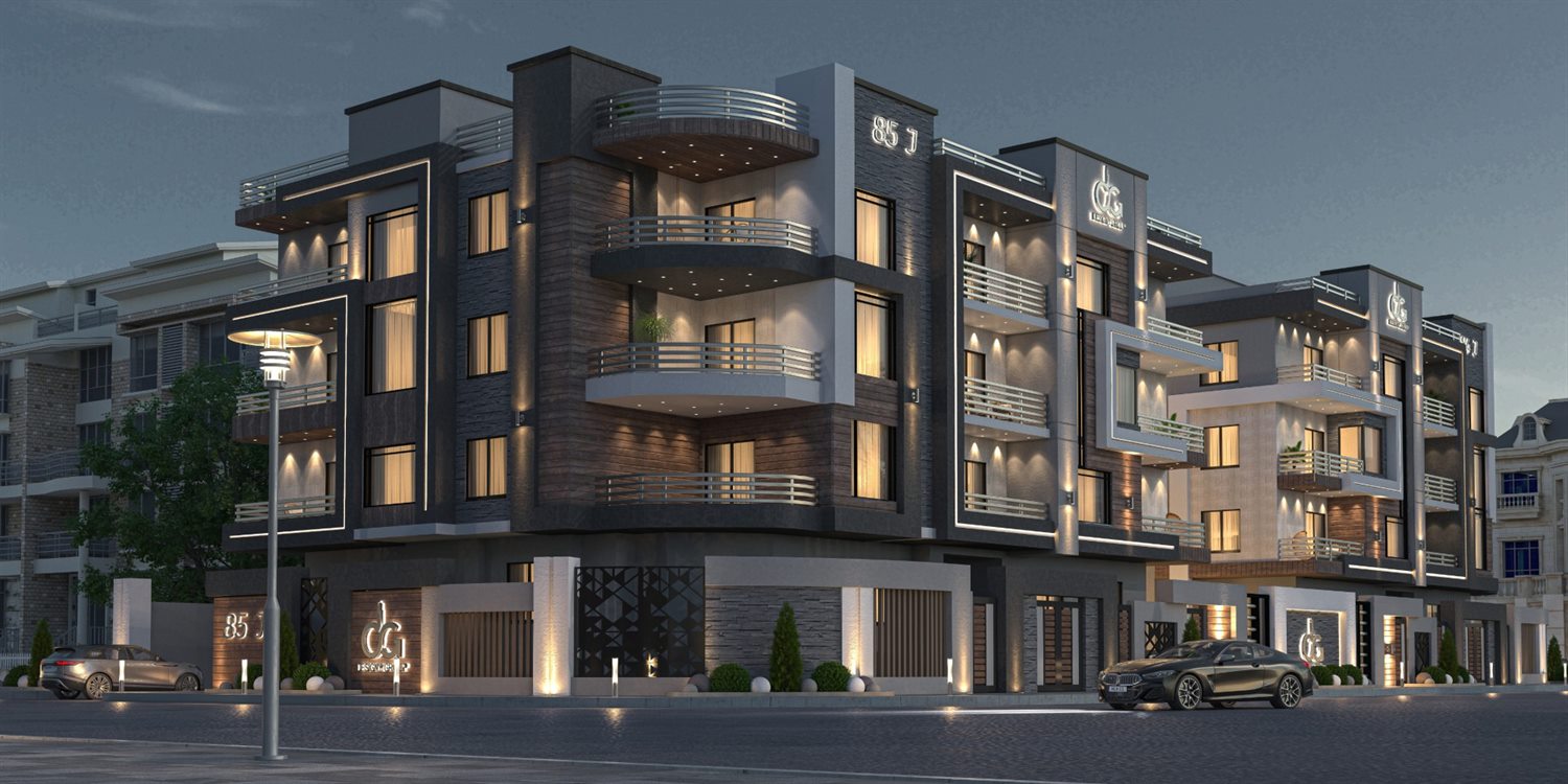 Bait Elwatan J-84 and J-85 twin facades street render