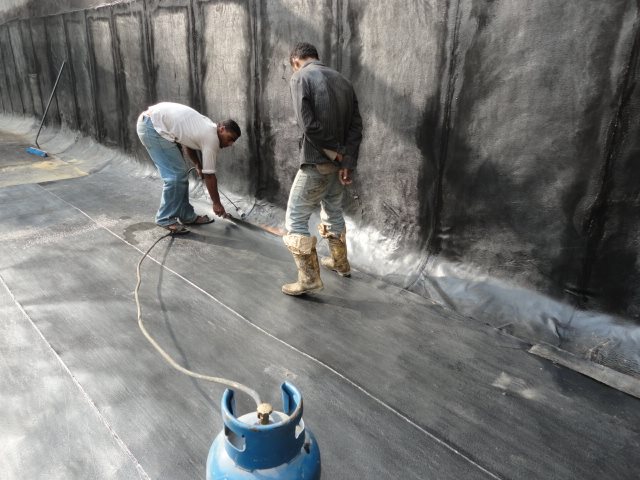 Sheriff Plaza waterproofing membrane torch application
